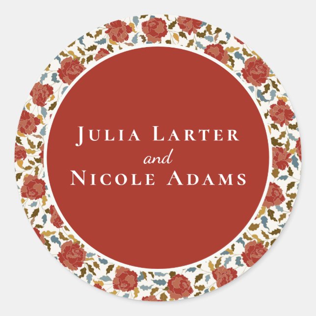 Wilde Rose Floral Petals Garden Affair Wedding Runder Aufkleber (Vorderseite)