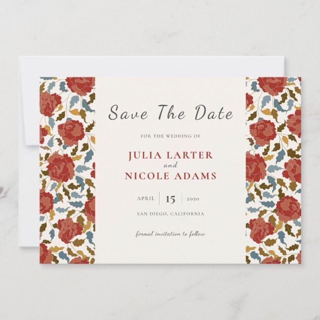 Wilde Rose Floral Petals Garden Affair Wedding Save The Date (Vorderseite)