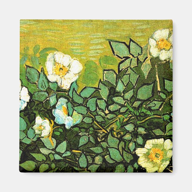 Wilde Rose, Gemälde von Van Gogh Magnet (Vorne)