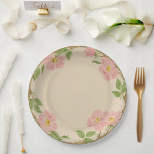 Wilde Rose Handgemalt Aussehen Vintage China Pappteller