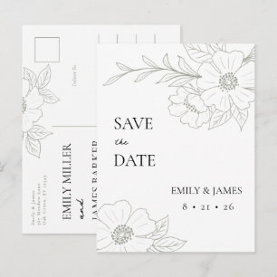 Wilde Rose im Spiel Save the Date einfach Postkarte