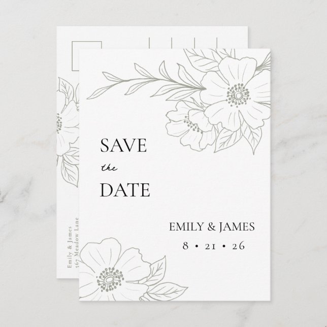 Wilde Rose im Spiel Save the Date einfach Postkarte (Vorne/Hinten)