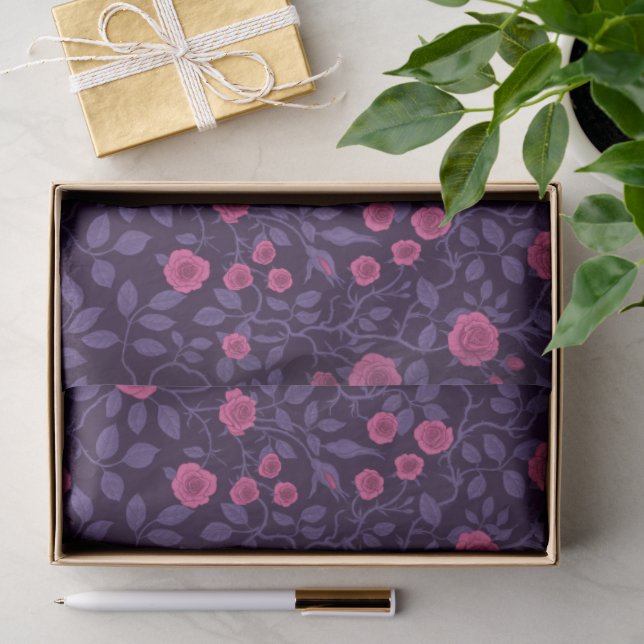 Wilde Rose in Rosa und lila Seidenpapier (Geschenk)