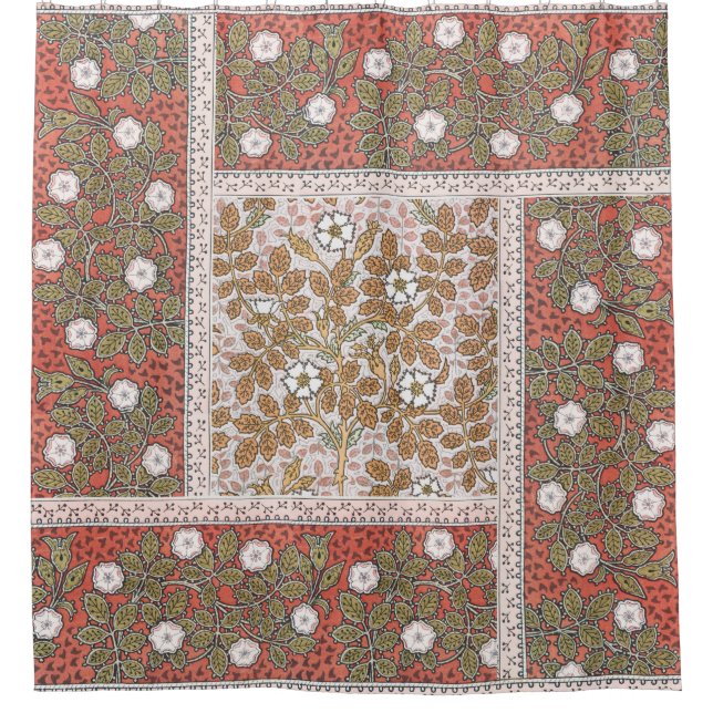 Wilde Rose Kunst Illustration Blume Vintag Duschvorhang (Vorderseite)