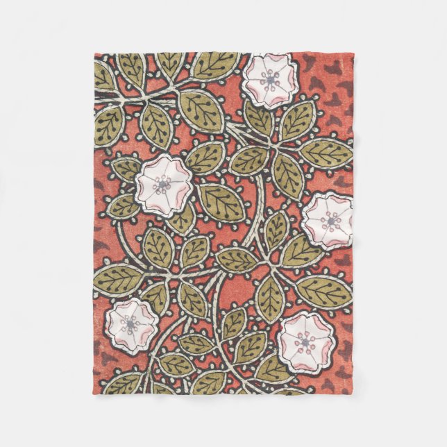 Wilde Rose Kunst Illustration Blume Vintag Fleecedecke (Vorderseite)