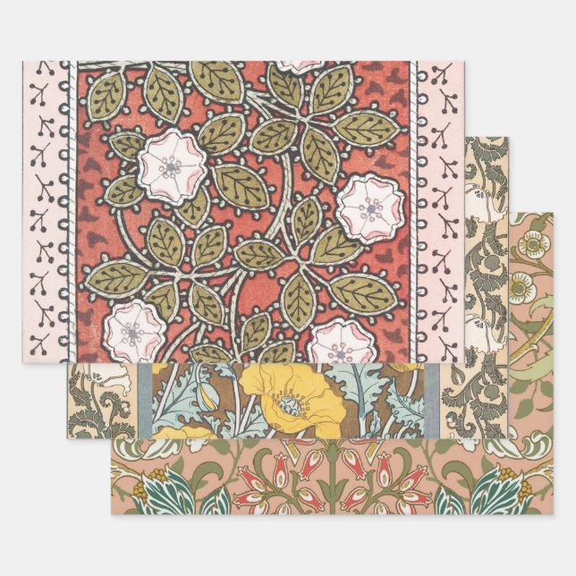 Wilde Rose Kunst Illustration Blume Vintag Geschenkpapier Set (Set)