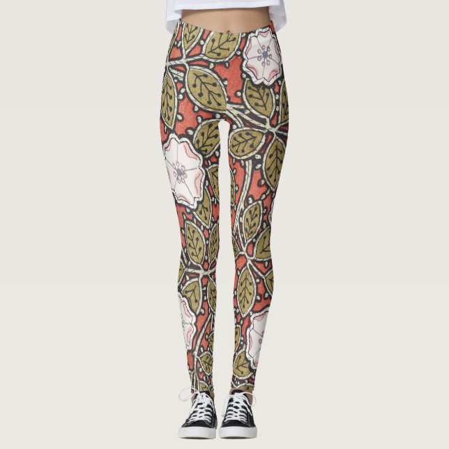 Wilde Rose Kunst Illustration Blume Vintag Leggings (Vorderseite)