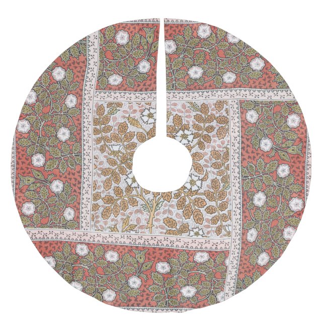 Wilde Rose Kunst Illustration Blume Vintag Polyester Weihnachtsbaumdecke (Vorderseite)