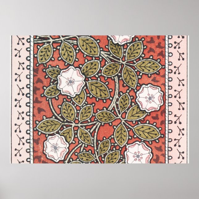 Wilde Rose Kunst Illustration Blume Vintag Poster (Vorne)