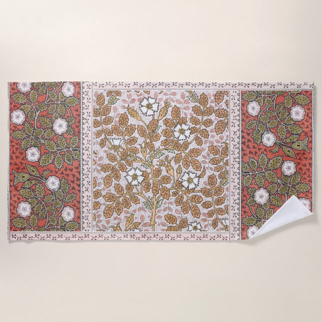 Wilde Rose Kunst Illustration Blume Vintag Strandtuch (Vorderseite)