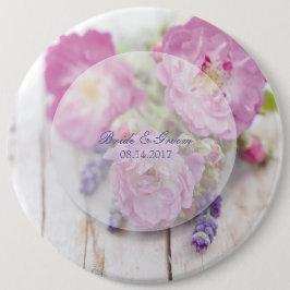 Wilde Rose & Lavender Sommer-Blume Hochzeit Button