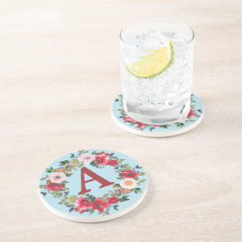 Wilde Rose mit Spun Sugar Blue Background Unterset Getränkeuntersetzer