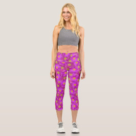 Wilde Rose Nahtloses Muster Capri Leggings