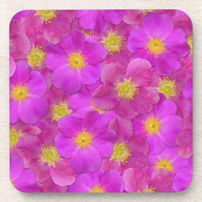 Wilde Rose Nahtloses Muster Getränkeuntersetzer (Vorderseite)