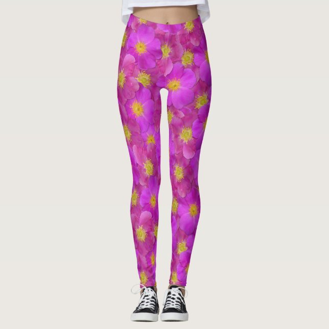 Wilde Rose Nahtloses Muster Leggings (Vorderseite)
