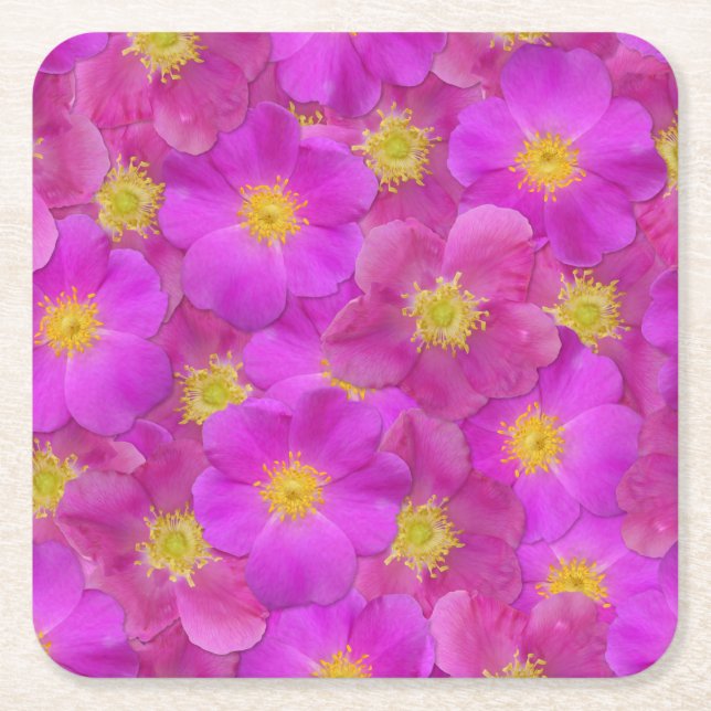 Wilde Rose Nahtloses Muster Rechteckiger Pappuntersetzer (Vorderseite)