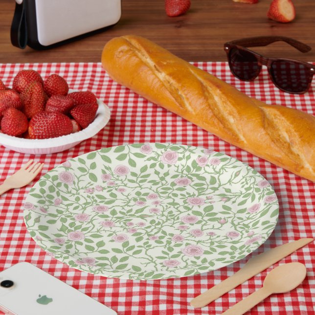 Wilde Rose Pappteller (Picknick)