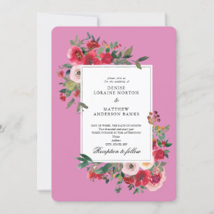 Wilde Rose und Fuchsienrosa Farbe Einladung