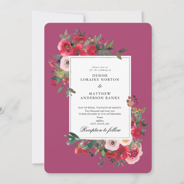Wilde Rose und Rose der Wüste Einladung (Vorderseite)