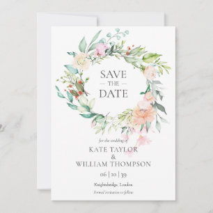 Wilde Rose Wasserfarben Garland Save the Date Kart