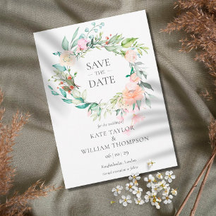 Wilde Rose Wasserfarben Garland Save the Date Kart