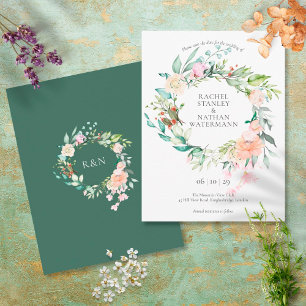 Wilde Rose Wasserfarben-Girlande Save-the-Date-Kar Postkarte