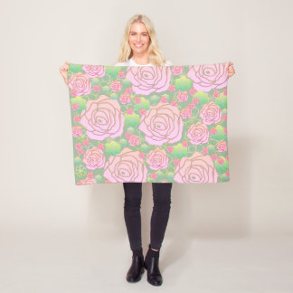 Wilde Rosen Fleecedecke