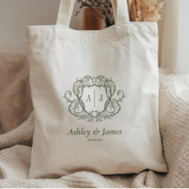 Wilde Rosen-Garten-Monogramm-Wappen-Hochzeit Tragetasche