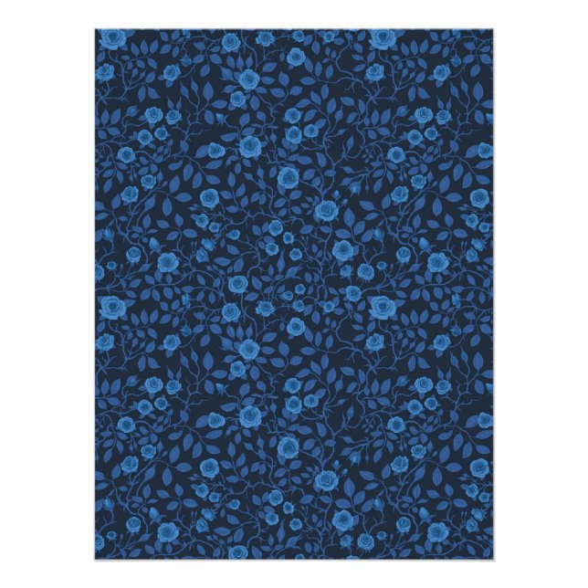 Wilde Rosen in Blau Poster (Vorderseite)