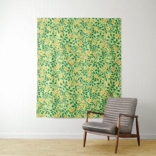 Wilde Rosen in Gelb und Grün Wandteppich