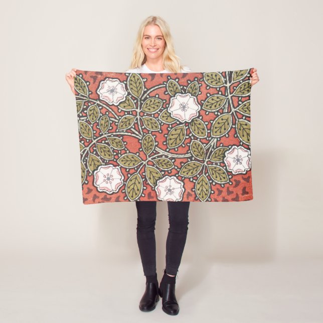 Wilde Rosen-Kunstillustration Blume Vintage Fleecedecke (Beispiel)