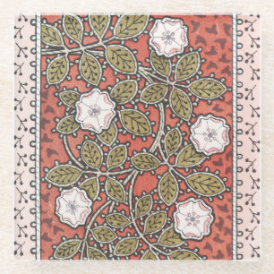 Wilde Rosen-Kunstillustration Blumen Vintage Glasuntersetzer