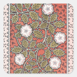 Wilde Rosen-Kunstillustration Blumen Vintage Quadratischer Aufkleber