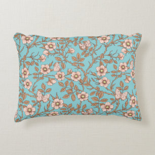Wilde Rosen und Schmetterlinge /pink/brown/pool Dekokissen
