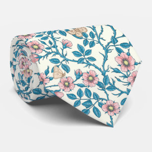 Wilde Rosen und Schmetterlinge /rosa/blau/weiß Krawatte