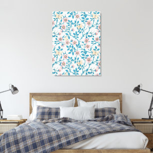 Wilde Rosen und Schmetterlinge /rosa/blau/weiß Leinwanddruck