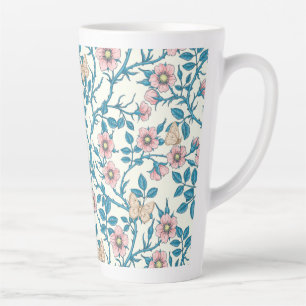 Wilde Rosen und Schmetterlinge /rosa/blau/weiß Milchtasse