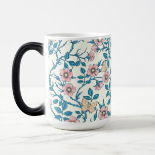 Wilde Rosen und Schmetterlinge /rosa/blau/weiß Verwandlungstasse