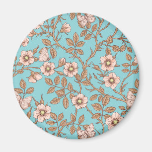 Wilde Rosen und Schmetterlinge /rosa/braun/Teich Magnet