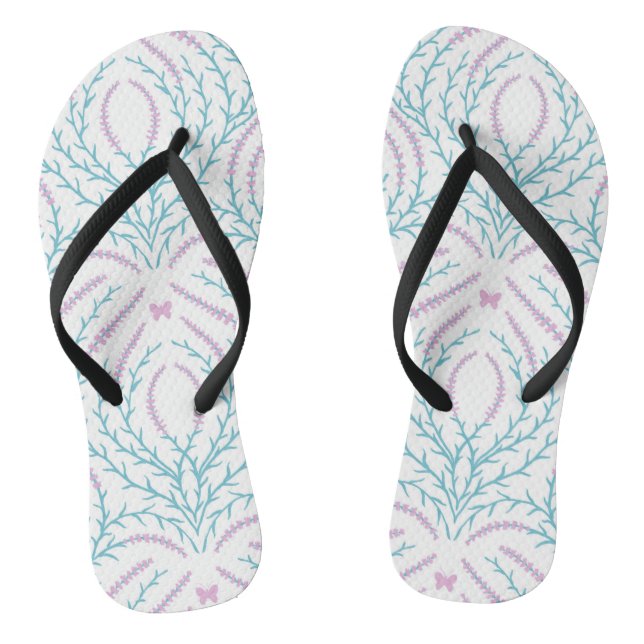 Wilde Rosen und Schmetterlinge /rosa/hellgrün/gelb Flip Flops (Fußbett)