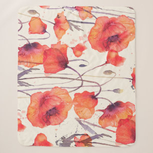 Wilde rote Pflaumen, Aquarellmuster Sherpadecke