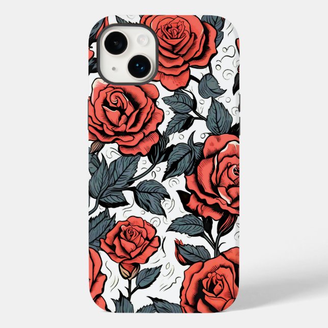 wilde rote Rosen Case-Mate iPhone Hülle (Rückseite)
