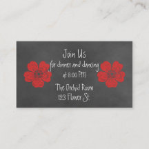 Wilde Rote Rosen Chalkboard Empfang Cards