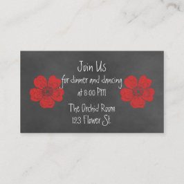 Wilde Rote Rosen Chalkboard Empfang Cards Begleitkarte
