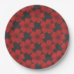 Wilde Rote Rosen Chalkboard Pappteller