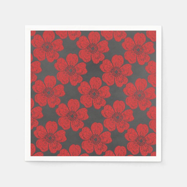Wilde Rote Rosen Chalkboard Serviette (Vorderseite)