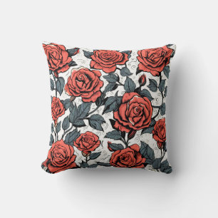 wilde rote Rosen Kissen