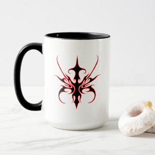 Wilde rote und schwarze Stammeslinien-Kunst-Illust Tasse