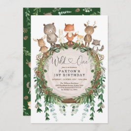 Wilde, rustikale Waldtiere zum Geburtstag Einladung