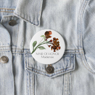 Wilde rustische Blume Burnt Orange Floral Weddin Button